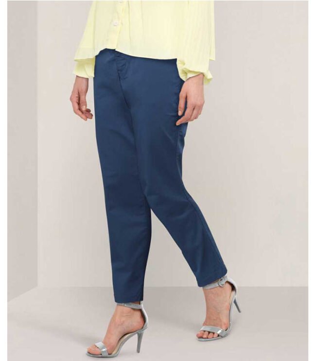 Regular Fit Women Blue Cotton Blend Trousers - Image 3