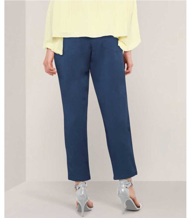 Regular Fit Women Blue Cotton Blend Trousers - Image 4