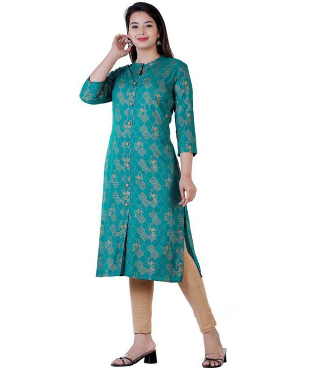 Lifestyle Women Printed Rayon Straight Kurta - Image 3