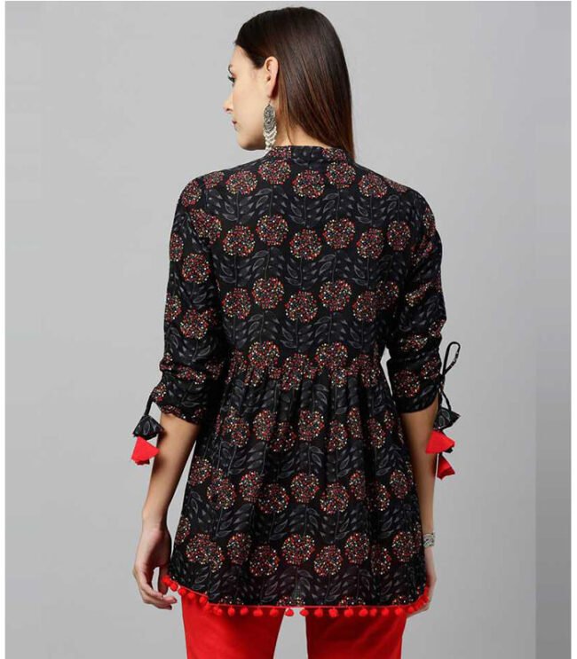 Party 3/4 Sleeve Floral Print Women Multicolor Top - Image 2