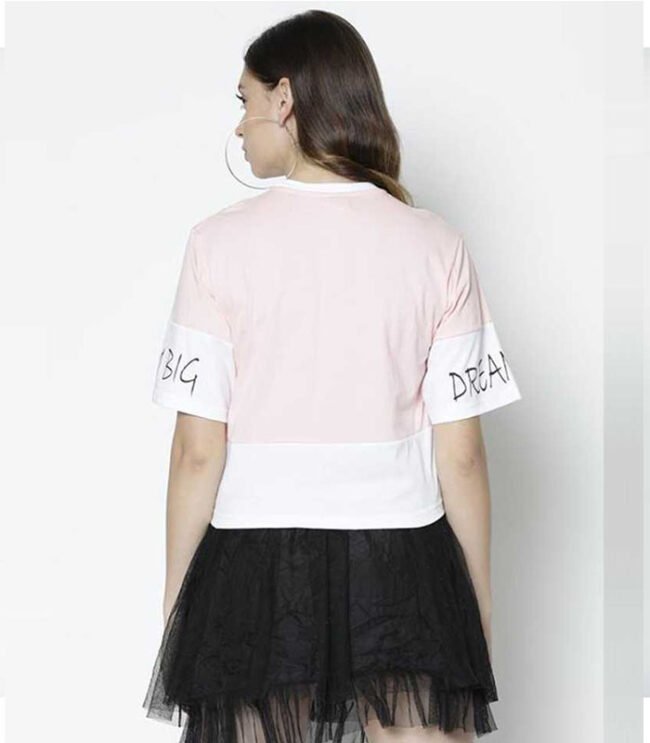 Casual Half Sleeve Printed Women Pink Top - Image 3
