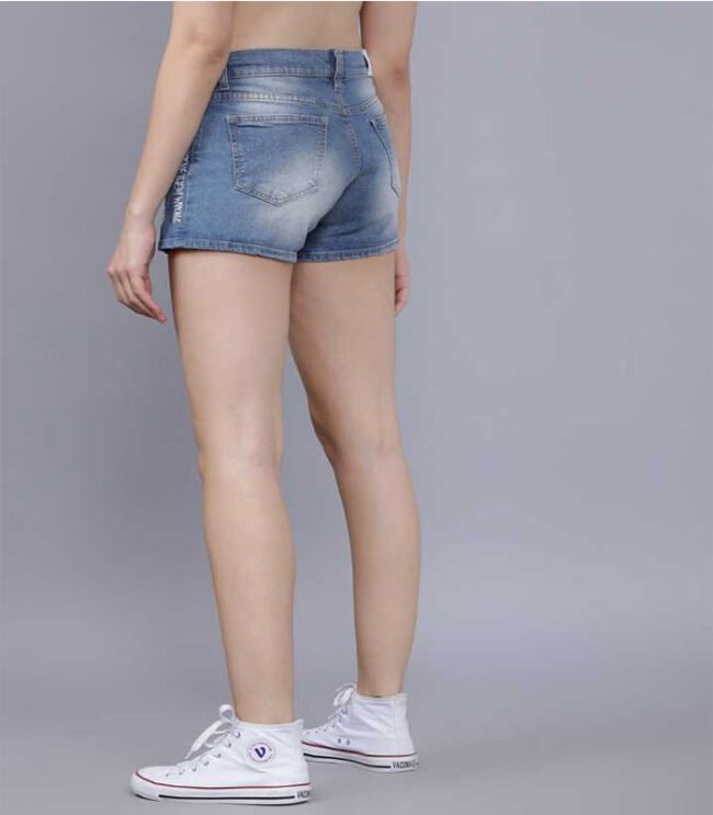 Tokyo Tallies Washed Women Blue Regular Shorts - Image 3