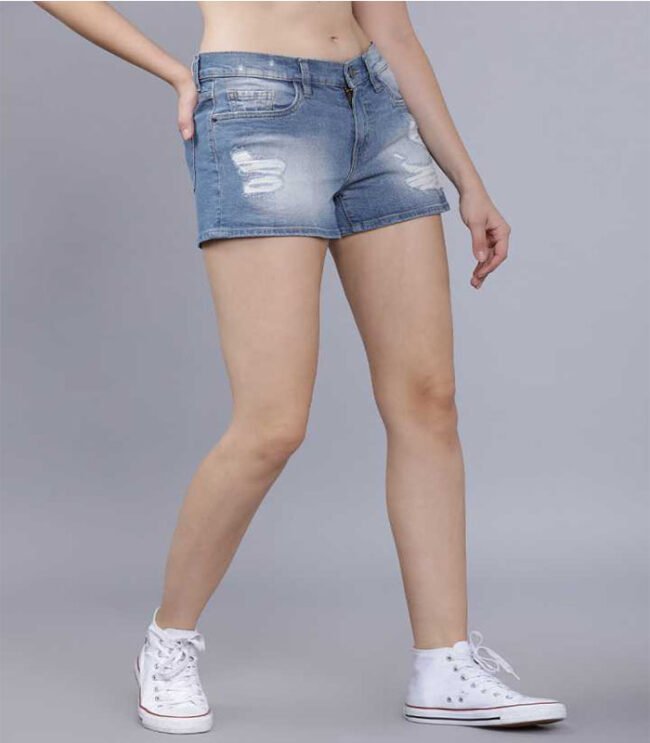 Tokyo Tallies Washed Women Blue Regular Shorts - Image 6