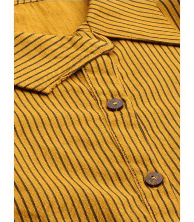 A Gallery Casual Regular Sleeve Striped Women Yellow Top - Image 3