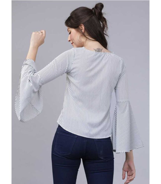 Casual Bell Sleeve Embroidered Women Multicolor Top - Image 3