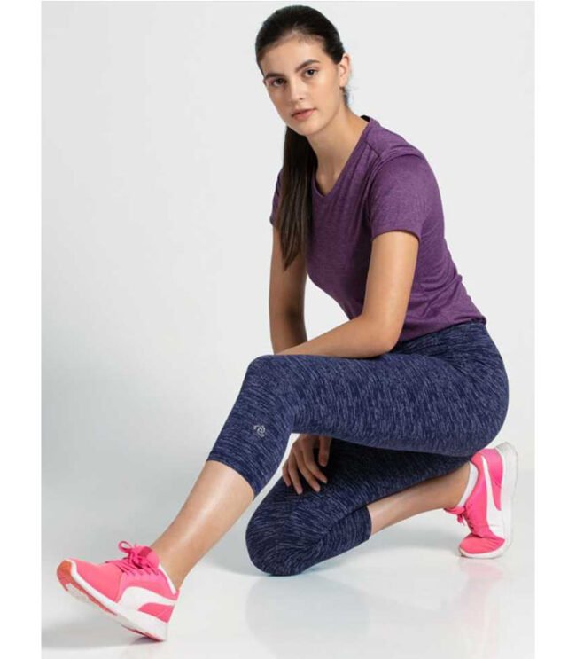 Knit Sports Capri Women Blue Capri - Image 4