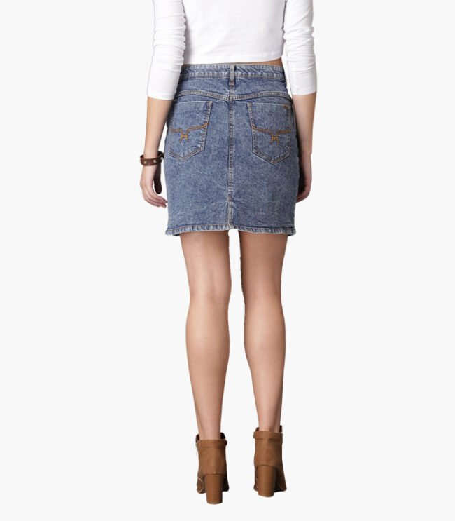 Women Blue Denim Pencil Skirt - Image 2