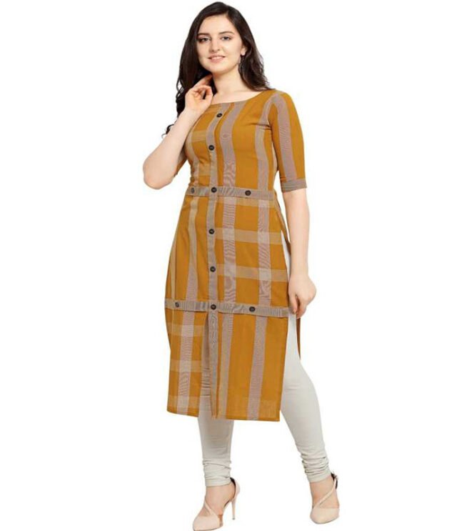 Creation Women Checkered Rayon Straight Kurta - Image 5