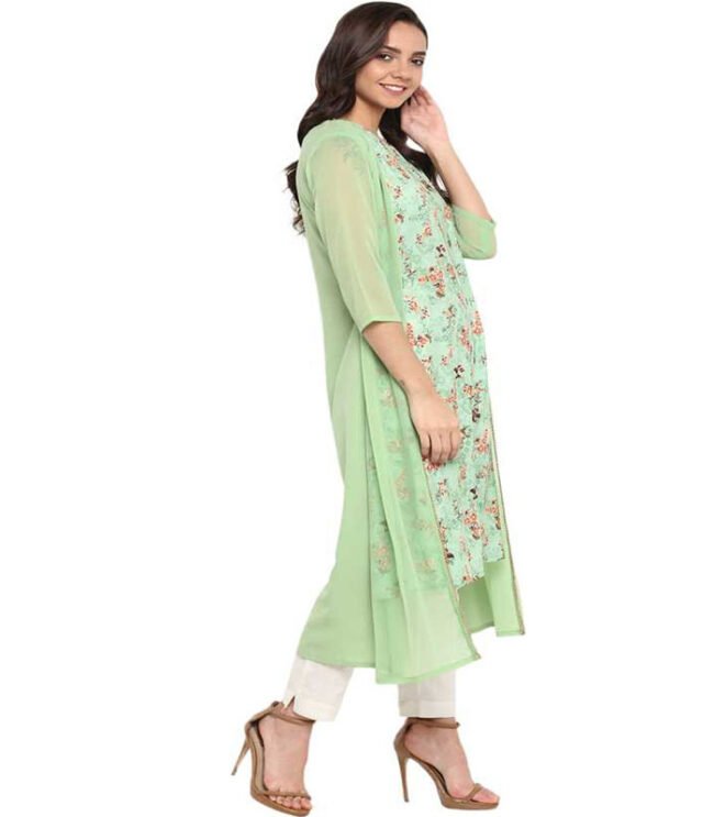 Anasya Women Printed Poly Crepe A-line Kurta (Multicolor) - Image 4