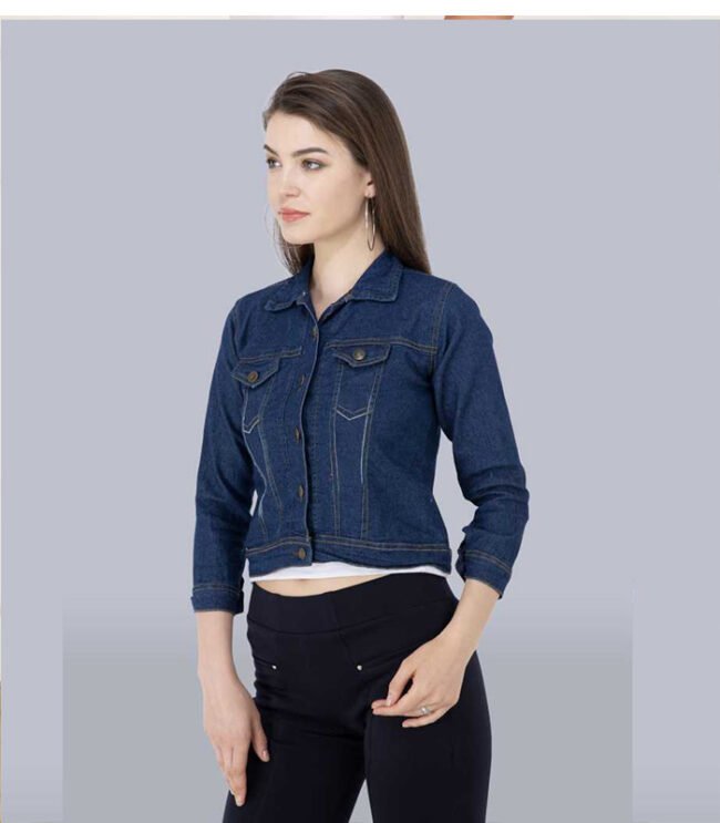 Full Sleeve Solid Women Denim Jacket - Image 3