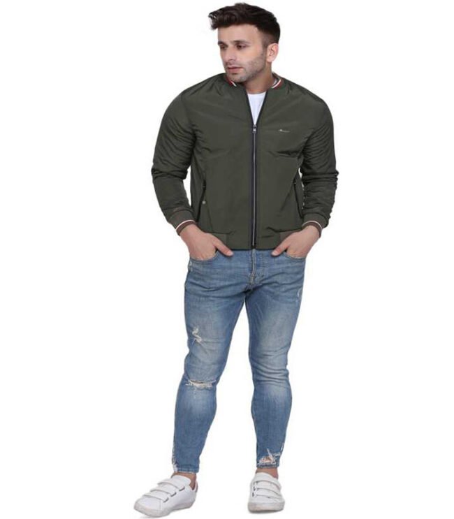 INKKR Full Sleeve Solid Men Bomber Jacket - Image 5