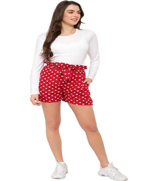 Hopx Polka Print Women Red Night Shorts - Image 6