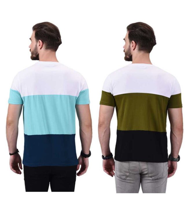Color Block Men Round Neck Multicolor T-Shirt  (Pack of 2) - Image 2