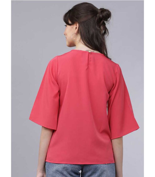 TT Casual 3/4 Sleeve Solid Women Pink Top - Image 3