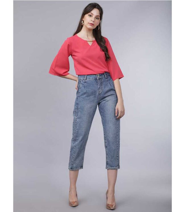TT Casual 3/4 Sleeve Solid Women Pink Top - Image 5
