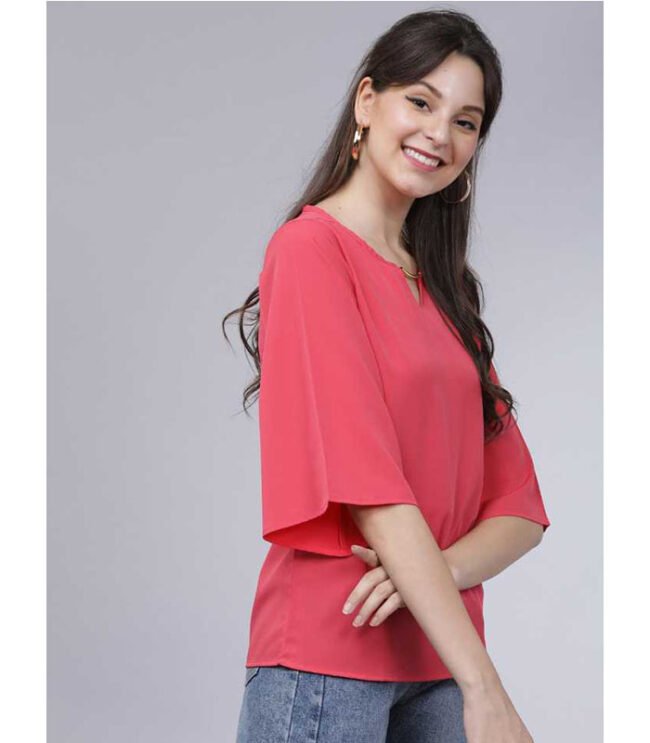 TT Casual 3/4 Sleeve Solid Women Pink Top - Image 6