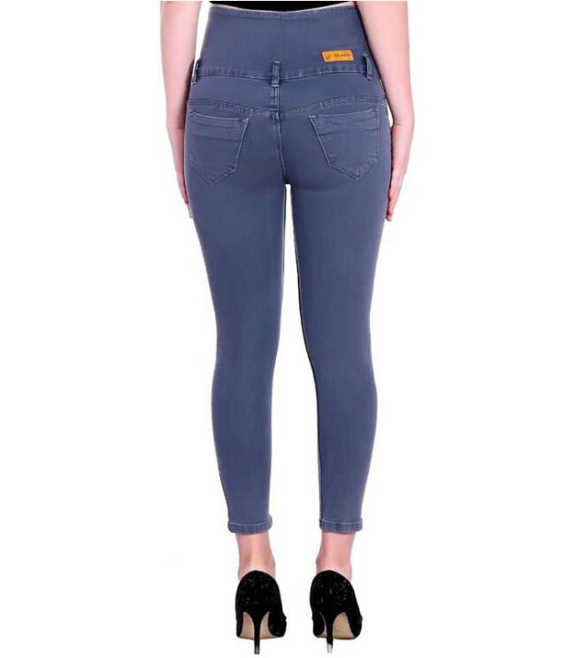 5 Button Stretchable Ankle Length Denim Lycra Slim Women Grey Jeans - Image 4